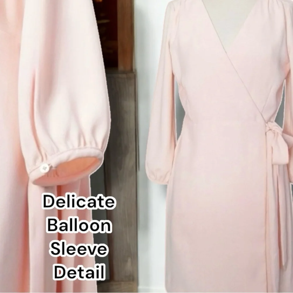 NEW J Crew 🖤 Black Label 🖤 Pink Wrap Dress – Wedding Guest, Fully Lined, Size 6 - Picture 11 of 17